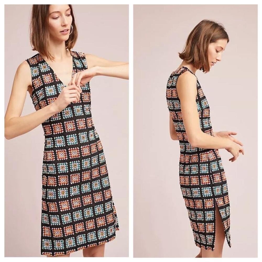 NEW-NWT! Tracy Reese Embroidered Beaded Geometric Sleeveless Dress Size 8